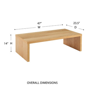 EuroStyle Abby Lacquered Coffee Table Low Profile Modern Design for Contemporary Living Rooms Oak 09704-OAK