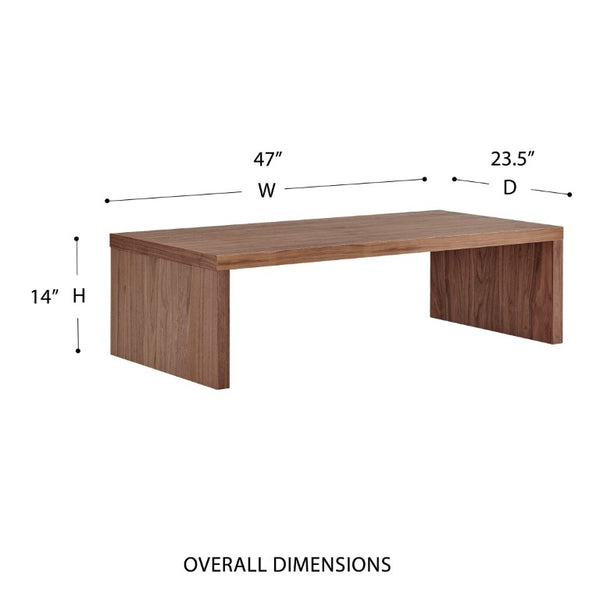 EuroStyle Abby Lacquered Coffee Table Low Profile Modern Design for Contemporary Living Rooms Walnut 09704-WAL