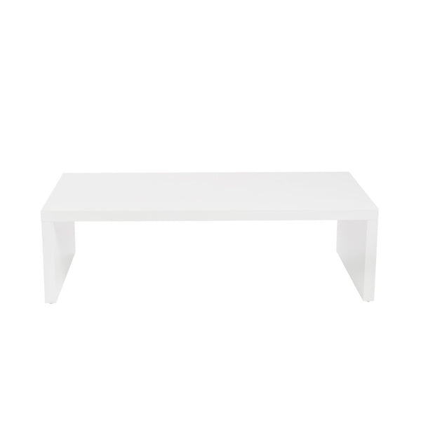 EuroStyle Abby Lacquered Coffee Table Low Profile Modern Design for Contemporary Living Rooms High Gloss White 09704WHT