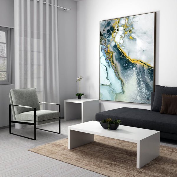 EuroStyle Abby Lacquered Coffee Table Low Profile Modern Design for Contemporary Living Rooms High Gloss White 09704WHT