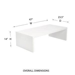 EuroStyle Abby Lacquered Coffee Table Low Profile Modern Design for Contemporary Living Rooms High Gloss White 09704WHT