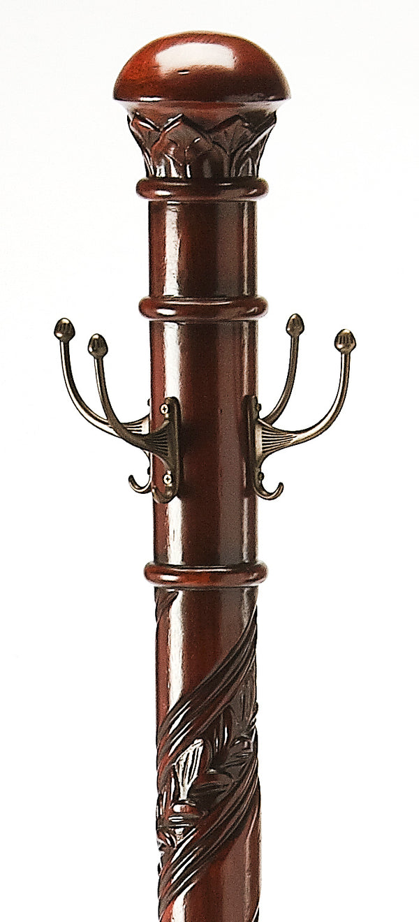 Butler Specialty Laird Elegant Free-standing Coat Rack With Umbrella Holder And Hand-carved Details For Entryway Style Dark Brown Rubberwood,Resin,Zinc 971024-butler