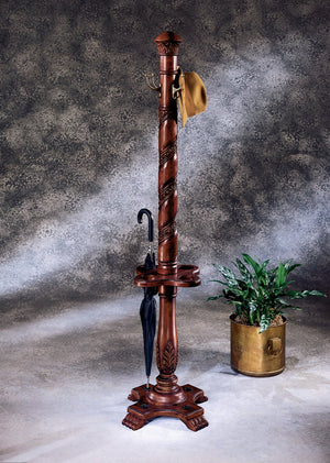 Butler Specialty Laird Elegant Free-standing Coat Rack With Umbrella Holder And Hand-carved Details For Entryway Style Dark Brown Rubberwood,Resin,Zinc 971024-butler
