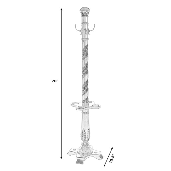 Butler Specialty Laird Elegant Free-standing Coat Rack With Umbrella Holder And Hand-carved Details For Entryway Style Dark Brown Rubberwood,Resin,Zinc 971024-butler