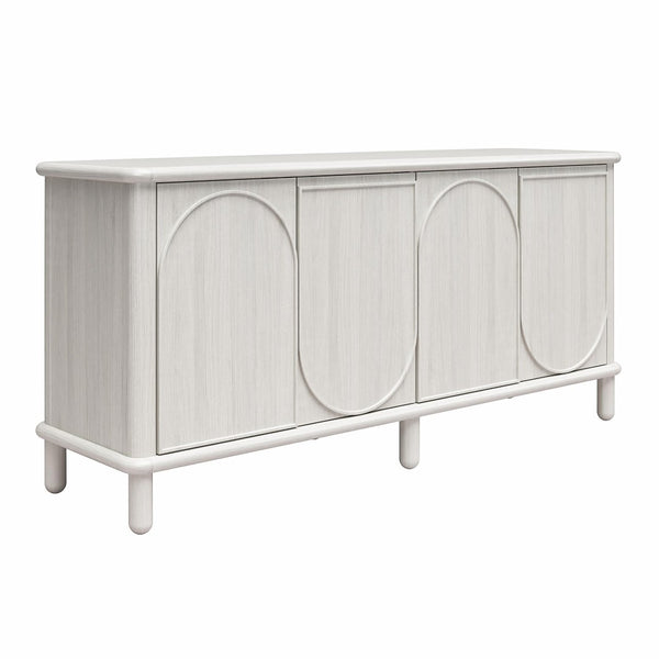 English Elm Selena Whitewashed Wood Credenza with Four Doors and Adjustable Storage Shelves B2733S00012