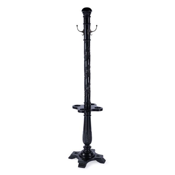 Butler Specialty Laird Elegant Free-standing Coat Rack With Umbrella Holder - Hand-carved Details For Entryway Style Black Rubberwood,Resin,Zinc 971111-butler