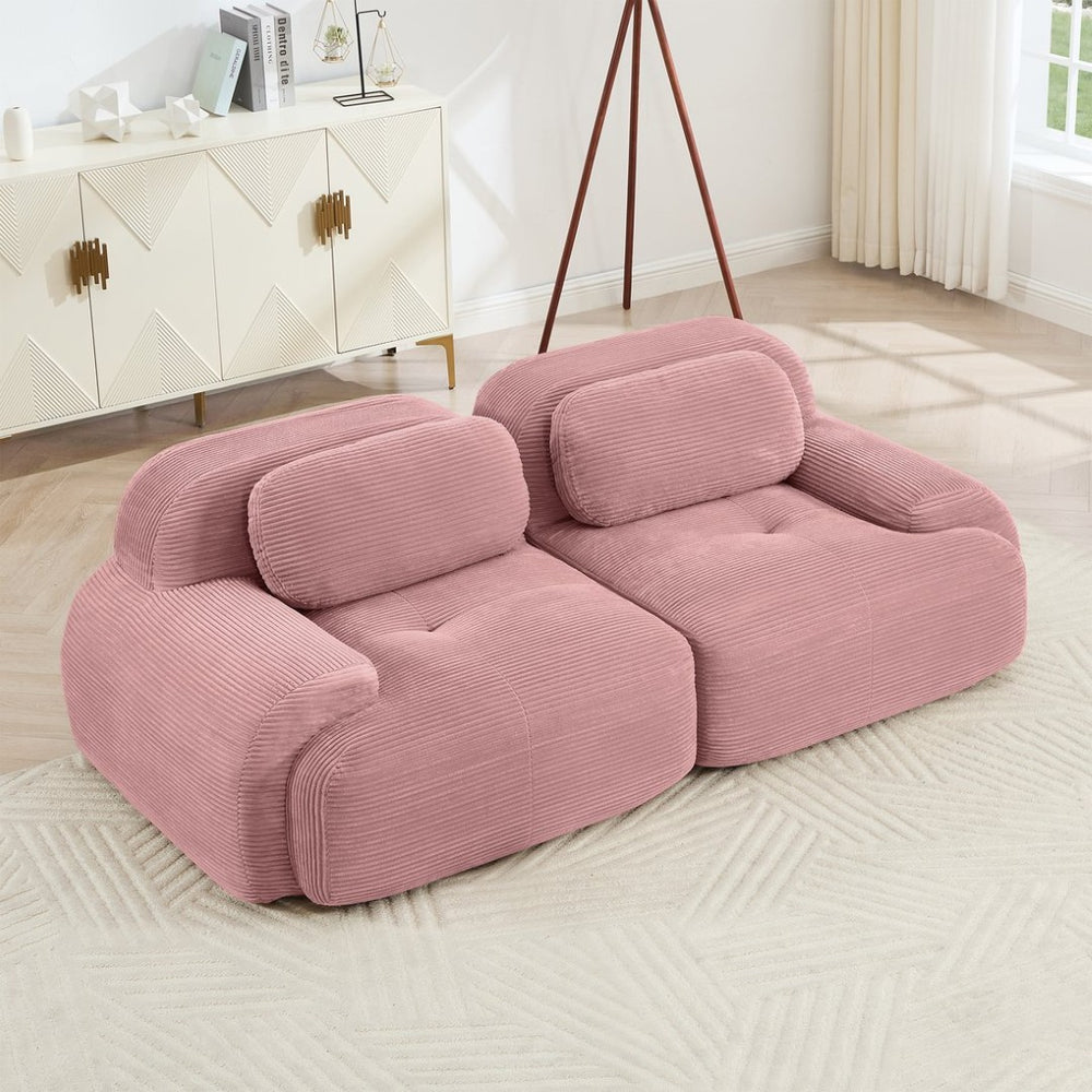 English Elm 82'' Modular Corduroy Loveseat Curved Armrests Non-slip Base for Living Bedroom Lounge W714P359250