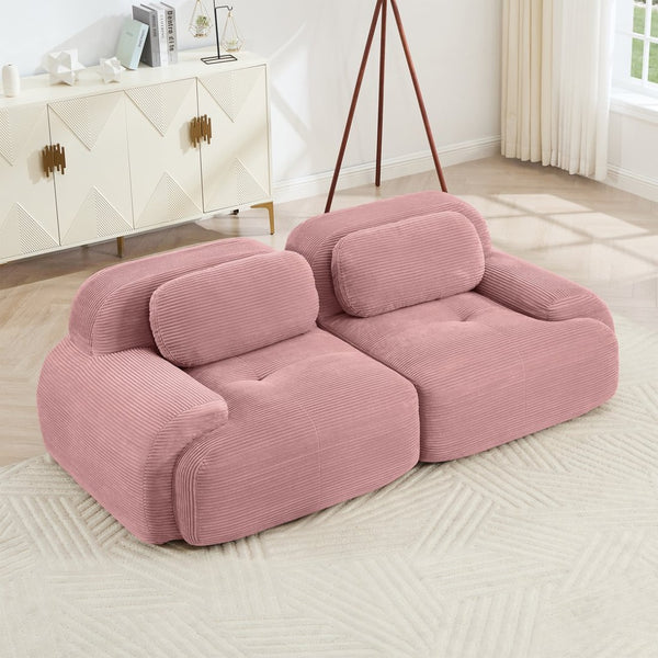 English Elm 82'' Modular Corduroy Loveseat Curved Armrests Non-slip Base for Living Bedroom Lounge W714P359250