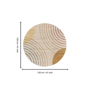 English Elm RABBIT Washable Non-Slip Round Rug 41" Ivory & Gold Polyester Foldable Durable Kid Pet Friendly B186P261393