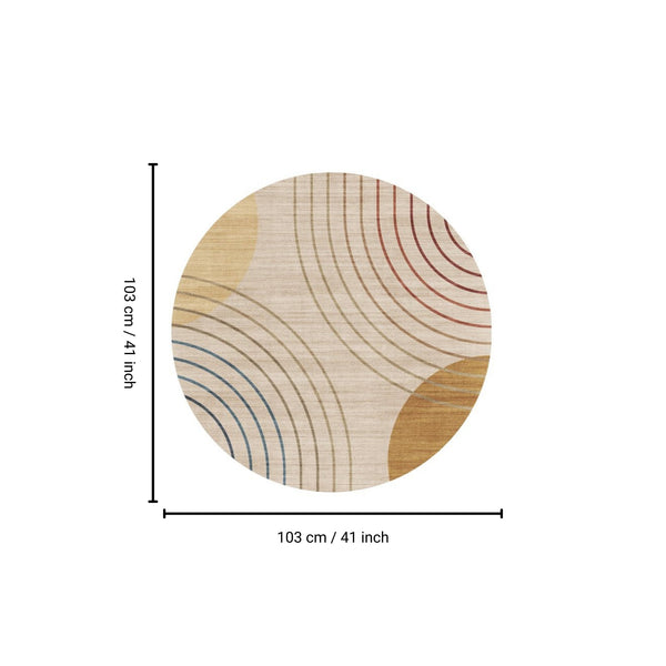 English Elm RABBIT Washable Non-Slip Round Rug 41" Ivory & Gold Polyester Foldable Durable Kid Pet Friendly B186P261393