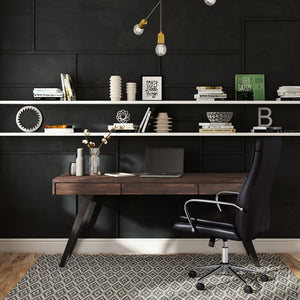English Elm Lowry Large Industrial Desk - Distressed Charcoal Brown, Solid Hardwood, Ample Workspace & Storage B136P158881
