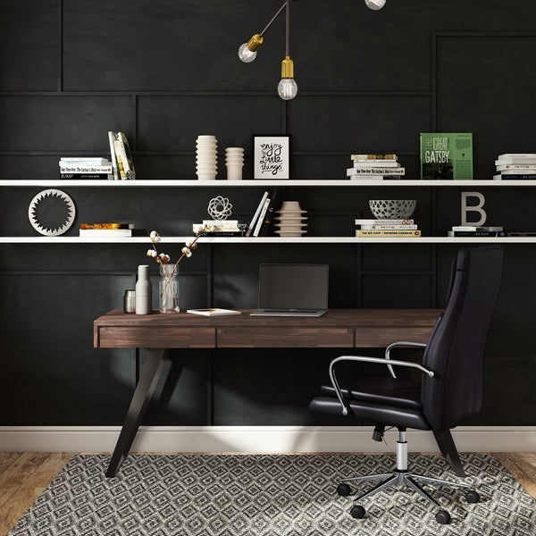 English Elm Lowry Large Industrial Desk - Distressed Charcoal Brown, Solid Hardwood, Ample Workspace & Storage B136P158881