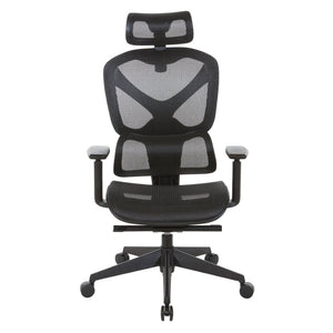 OSP Home Furnishings Mesh Back Ergonomic Manager Chair with Lumbar Support Headrest and Synchro Tilt System 71142MHR-3