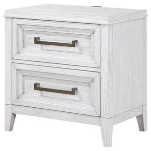 English Elm Avril Distressed White 2-Drawer Nightstand with Stepped Drawer Design, Rustic Chic Bedside Storage B062P299829