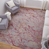 Feizy Rugs Pryor Luxurious Abstract High-low Pile Rug - Modern, Versatile Design In Earthy And Vibrant Tones Pink,Gray,Taupe Polyester,Viscose Pry39nefpnkmlth98