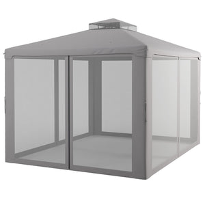 English Elm Outsunny 9.6' X 11.6' Stylish Patio Gazebo With Two-Tier Roof & Mesh Walls For Ultimate Comfort W2225P200436-GIGA