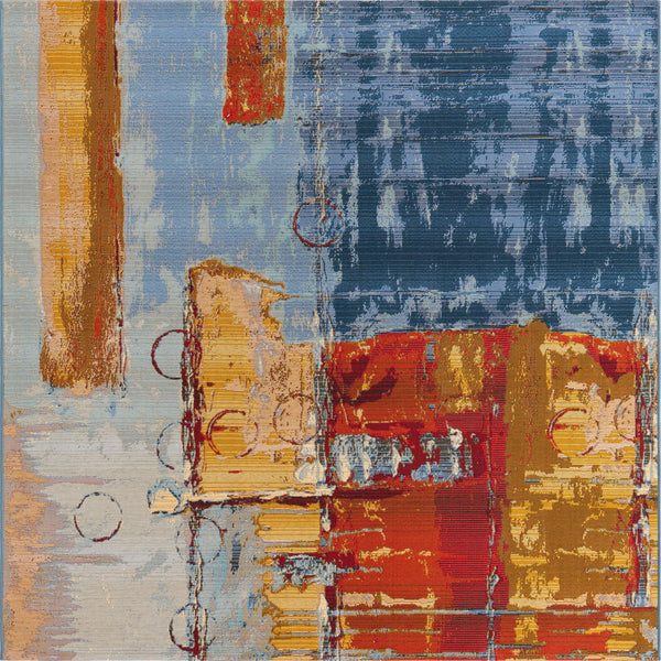 Unique Loom Outdoor Modern Baja Machine Made Geometric Rug Multi, Beige/Blue/Brown/Cream/Gold/Green/Red/Olive/Navy Blue 5' 4" x 6' 1"