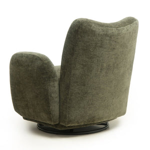 English Elm 360° 360 Swivel Accent Chair Plush Chenille Upholstered Circular Seat for Living Room Office Olive Green W2901P463507
