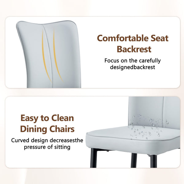 English Elm Table And Chair Set - 69.5" Modern Black Wood Dining Table With 4 Light Gray Pu Chairs For Style W1151S04312-GIGA