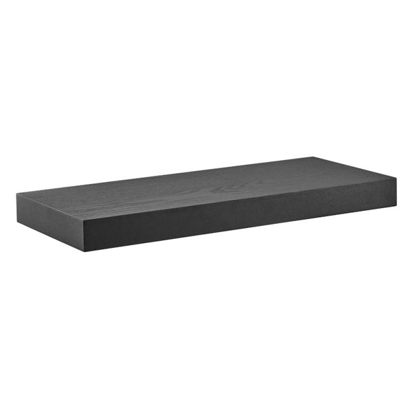EuroStyle Barney Wall Mounted Floating Shelf Ash Veneer Display Unit for Modern Interiors Matte Black 09740-MTBLK