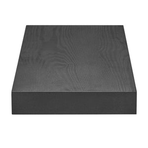 EuroStyle Barney Wall Mounted Floating Shelf Ash Veneer Display Unit for Modern Interiors Matte Black 09740-MTBLK