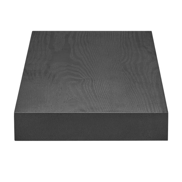 EuroStyle Barney Wall Mounted Floating Shelf Ash Veneer Display Unit for Modern Interiors Matte Black 09740-MTBLK