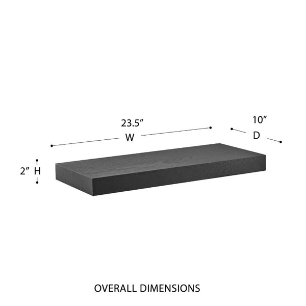 EuroStyle Barney Wall Mounted Floating Shelf Ash Veneer Display Unit for Modern Interiors Matte Black 09740-MTBLK