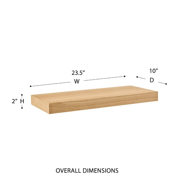 EuroStyle Barney Wall Mounted Floating Shelf Ash Veneer Display Unit for Modern Interiors Oak 09740-OAK