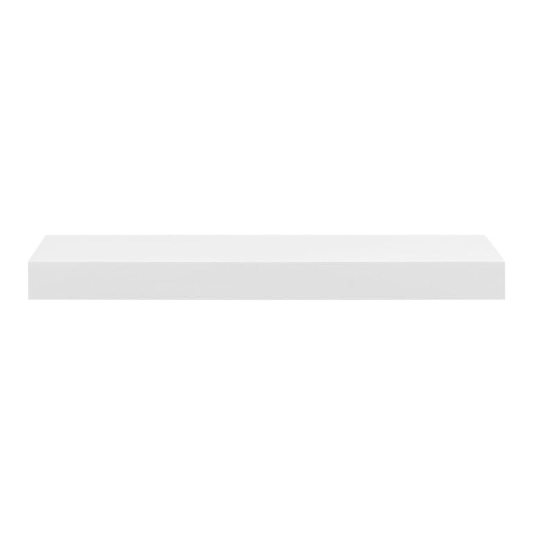 EuroStyle Barney Wall Mounted Floating Shelf Ash Veneer Display Unit for Modern Interiors High Gloss White 09740-WHT