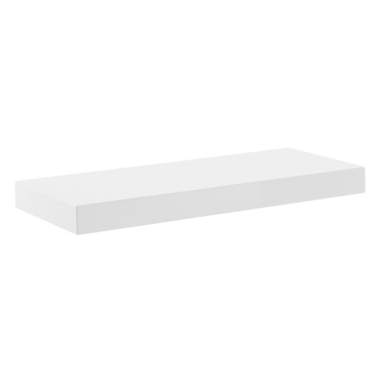 EuroStyle Barney Wall Mounted Floating Shelf Ash Veneer Display Unit for Modern Interiors High Gloss White 09740-WHT