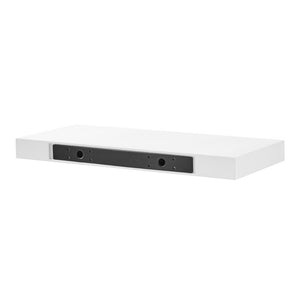 EuroStyle Barney Wall Mounted Floating Shelf Ash Veneer Display Unit for Modern Interiors High Gloss White 09740-WHT