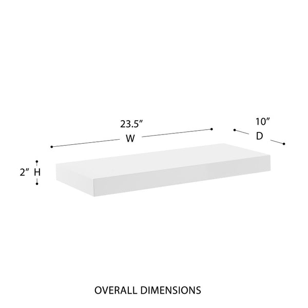 EuroStyle Barney Wall Mounted Floating Shelf Ash Veneer Display Unit for Modern Interiors High Gloss White 09740-WHT