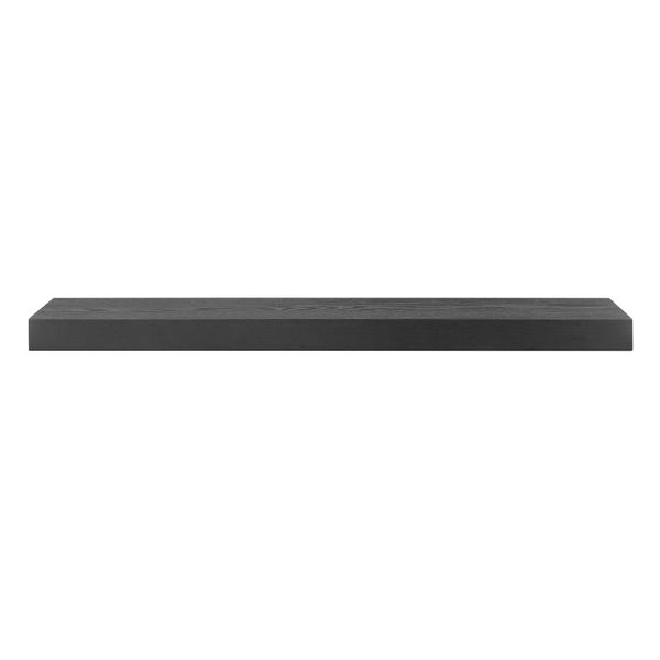 EuroStyle Barney Ash Veneer Floating Wall Shelf Minimalist Display for Living Room or Home Office Matte Black 09742-MTBLK
