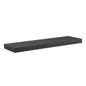 EuroStyle Barney Ash Veneer Floating Wall Shelf Minimalist Display for Living Room or Home Office Matte Black 09742-MTBLK