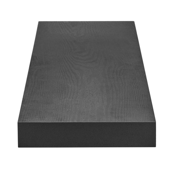 EuroStyle Barney Ash Veneer Floating Wall Shelf Minimalist Display for Living Room or Home Office Matte Black 09742-MTBLK