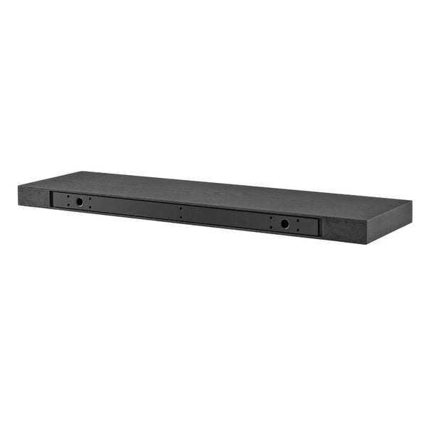 EuroStyle Barney Ash Veneer Floating Wall Shelf Minimalist Display for Living Room or Home Office Matte Black 09742-MTBLK