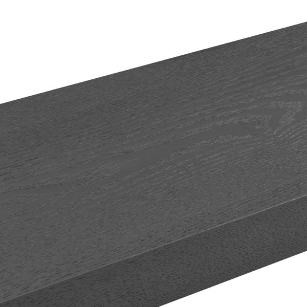 EuroStyle Barney Ash Veneer Floating Wall Shelf Minimalist Display for Living Room or Home Office Matte Black 09742-MTBLK