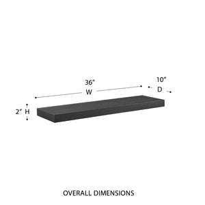 EuroStyle Barney Ash Veneer Floating Wall Shelf Minimalist Display for Living Room or Home Office Matte Black 09742-MTBLK