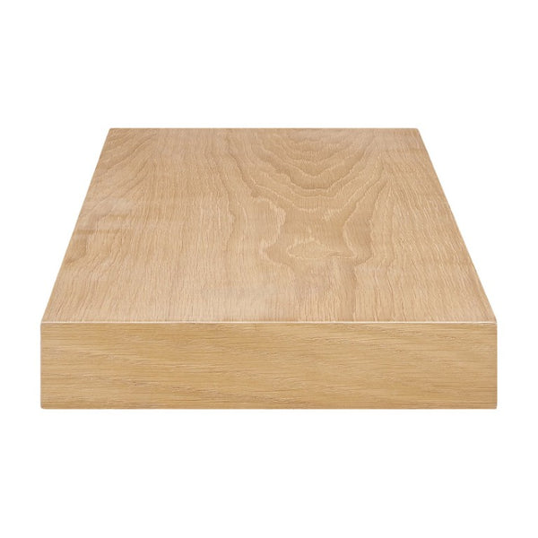 EuroStyle Barney Ash Veneer Floating Wall Shelf Minimalist Display for Living Room or Home Office Oak 09742-OAK