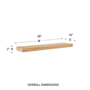 EuroStyle Barney Ash Veneer Floating Wall Shelf Minimalist Display for Living Room or Home Office Oak 09742-OAK