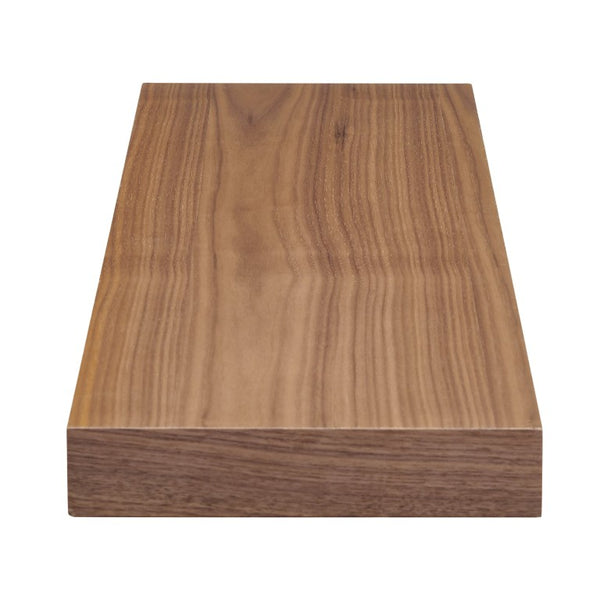 EuroStyle Barney Ash Veneer Floating Wall Shelf Minimalist Display for Living Room or Home Office Walnut 09742-WAL