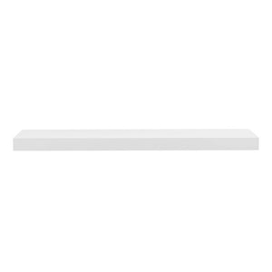 EuroStyle Barney Ash Veneer Floating Wall Shelf Minimalist Display for Living Room or Home Office High Gloss White 09742-WHT