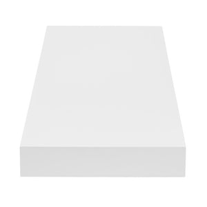 EuroStyle Barney Ash Veneer Floating Wall Shelf Minimalist Display for Living Room or Home Office High Gloss White 09742-WHT