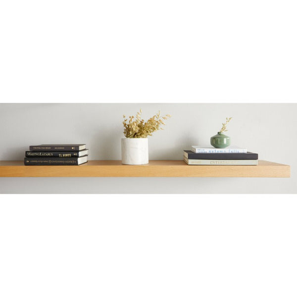 EuroStyle Barney Floating Wall Shelf with American Veneer Finish for Modern Display Space Oak 09747-OAK