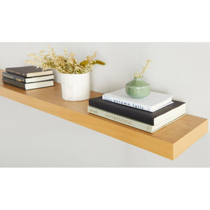 EuroStyle Barney Floating Wall Shelf with American Veneer Finish for Modern Display Space Oak 09747-OAK