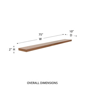EuroStyle Barney Floating Wall Shelf with American Veneer Finish for Modern Display Space Walnut 09747WAL