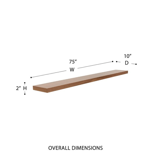 EuroStyle Barney Floating Wall Shelf with American Veneer Finish for Modern Display Space Walnut 09747WAL