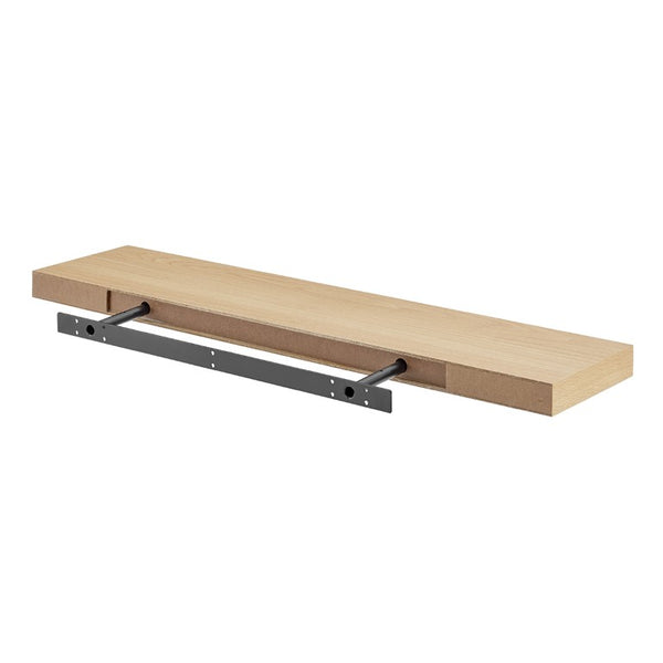 EuroStyle Barney Wall Mounted Floating Shelf American Wood Veneer Bracket Free Display Ledge Oak 09748-OAK
