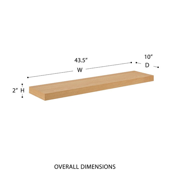EuroStyle Barney Wall Mounted Floating Shelf American Wood Veneer Bracket Free Display Ledge Oak 09748-OAK