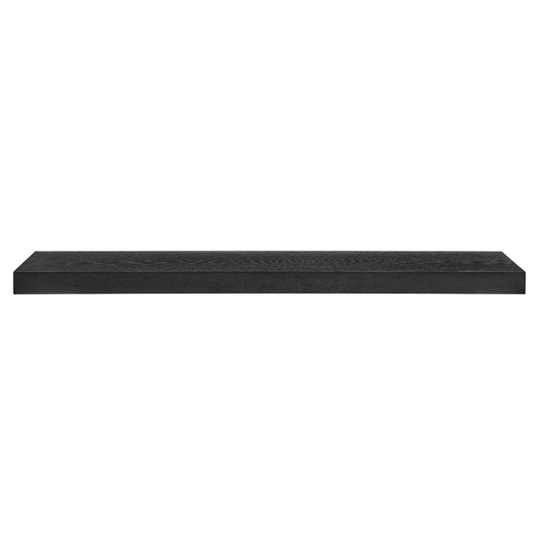 EuroStyle Barney Wall Mounted Floating Shelf American Wood Veneer Bracket Free Display Ledge Matte Black 09748MTBLK